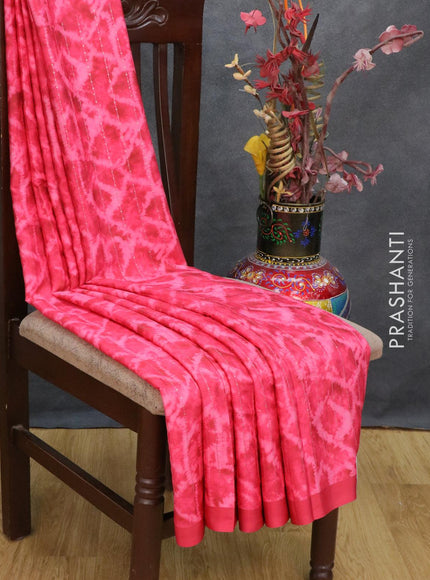 Satin crepe saree pink shade with tie & dye prints and sequence work - {{ collection.title }} by Prashanti Sarees
