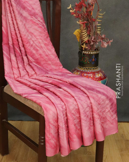Satin crepe saree pink shade with tie & dye prints and sequence work - {{ collection.title }} by Prashanti Sarees