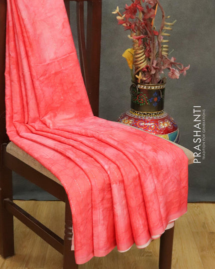 Satin crepe saree red shade with tie & dye prints and sequence work - {{ collection.title }} by Prashanti Sarees