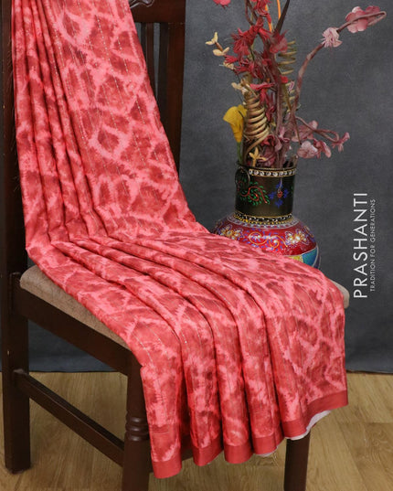 Satin crepe saree rust shade with tie & dye prints and sequence work - {{ collection.title }} by Prashanti Sarees