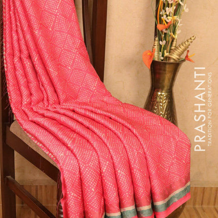 Satin saree pink with allover digital prints - {{ collection.title }} by Prashanti Sarees