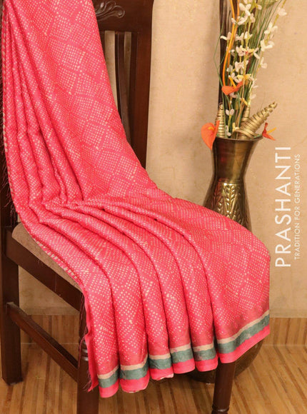 Satin saree pink with allover digital prints - {{ collection.title }} by Prashanti Sarees