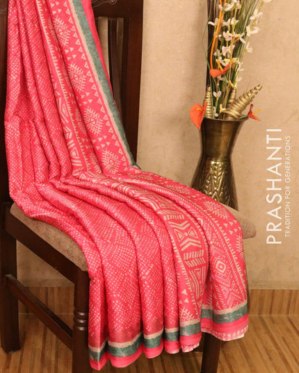 Satin saree pink with allover digital prints - {{ collection.title }} by Prashanti Sarees