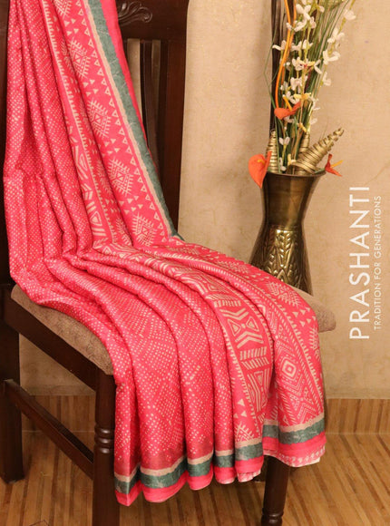 Satin saree pink with allover digital prints - {{ collection.title }} by Prashanti Sarees