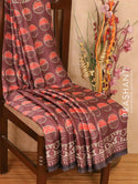 Satin saree wine shade with allover digital prints - {{ collection.title }} by Prashanti Sarees