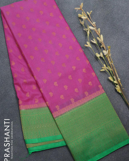 Semi banarasi crepe saree light pink and light green with allover zari woven buttas and zari woven border - {{ collection.title }} by Prashanti Sarees
