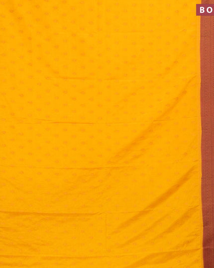 Semi banarasi crepe saree mango yellow and wine shade with allover zari woven buttas and zari woven border - {{ collection.title }} by Prashanti Sarees