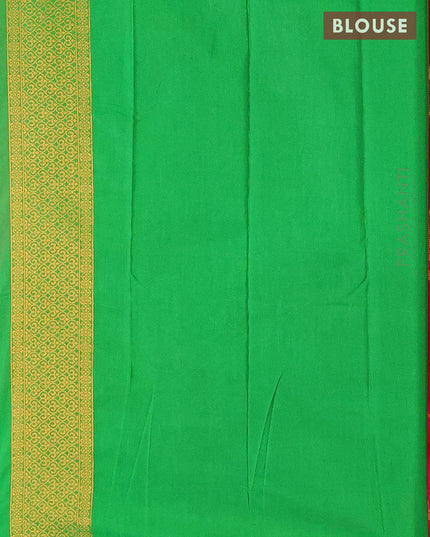 Semi banarasi crepe saree pink and green with allover copper floral zari weaves and zari woven border - {{ collection.title }} by Prashanti Sarees