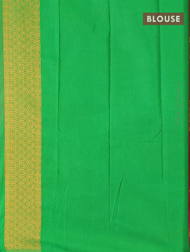 Semi banarasi crepe saree pink and green with allover copper floral zari weaves and zari woven border - {{ collection.title }} by Prashanti Sarees