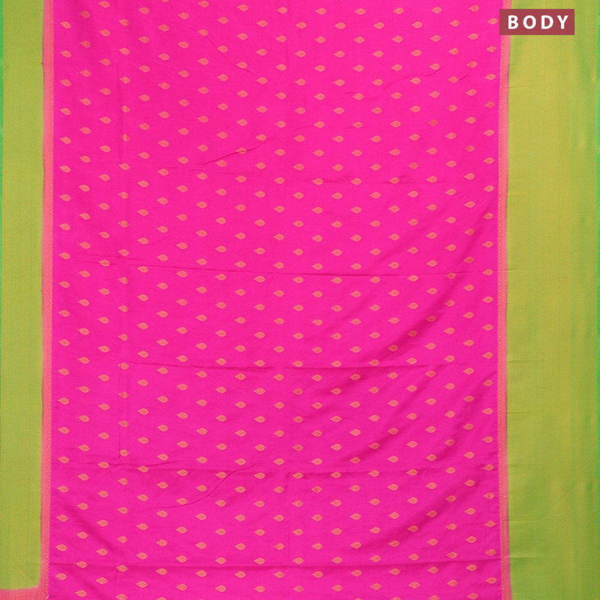Semi banarasi crepe saree pink and light green with allover zari woven buttas and zari woven border - {{ collection.title }} by Prashanti Sarees