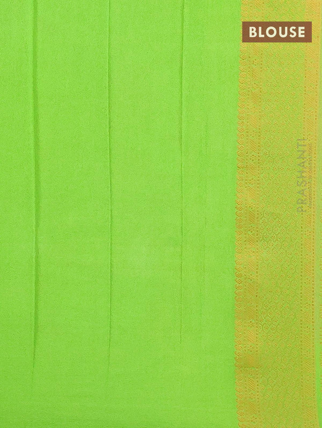 Semi banarasi crepe saree pink and light green with zari woven geometric buttas and zari woven floral border - {{ collection.title }} by Prashanti Sarees