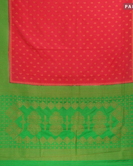 Semi banarasi crepe saree pink shade and light green with allover zari woven buttas and zari woven border - {{ collection.title }} by Prashanti Sarees