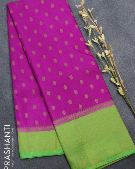 Semi banarasi crepe saree purple and light green with allover zari woven buttas and zari woven border - {{ collection.title }} by Prashanti Sarees