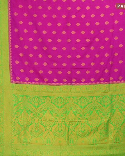Semi banarasi crepe saree purple and light green with zari woven buttas and zari woven floral border - {{ collection.title }} by Prashanti Sarees