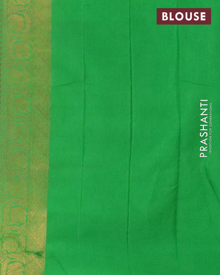 Semi banarasi crepe saree rani pink and light green with zari woven buttas and floral zari woven border - {{ collection.title }} by Prashanti Sarees