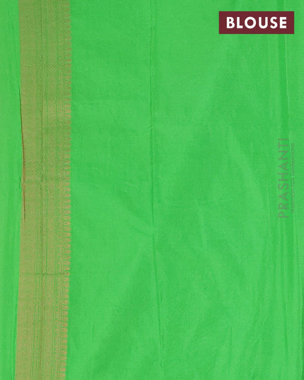 Semi banarasi crepe saree red and green with allover copper zari butta weaves and copper zari woven border - {{ collection.title }} by Prashanti Sarees