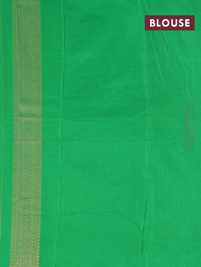 Semi banarasi crepe saree red and green with allover floral copper zari weaves and copper zari woven border - {{ collection.title }} by Prashanti Sarees