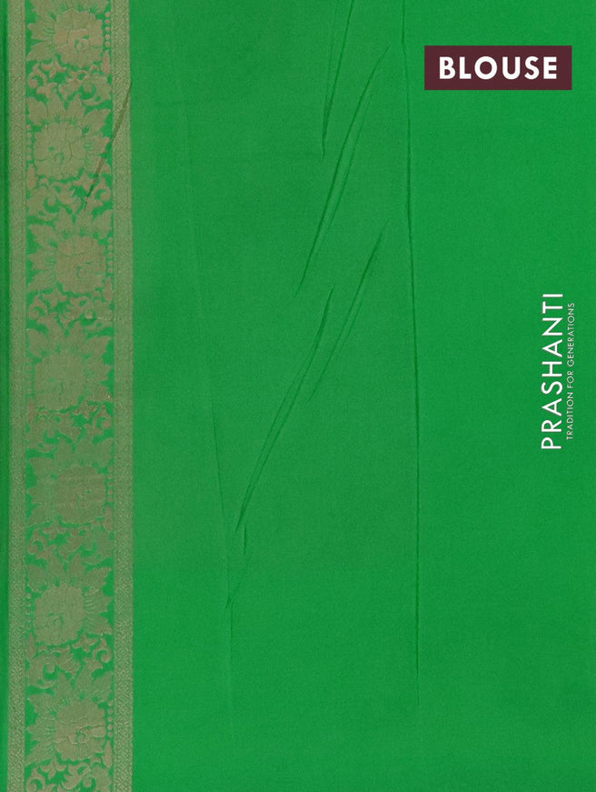 Semi banarasi crepe saree red and green with allover floral zari weaves and floral zari woven border - {{ collection.title }} by Prashanti Sarees