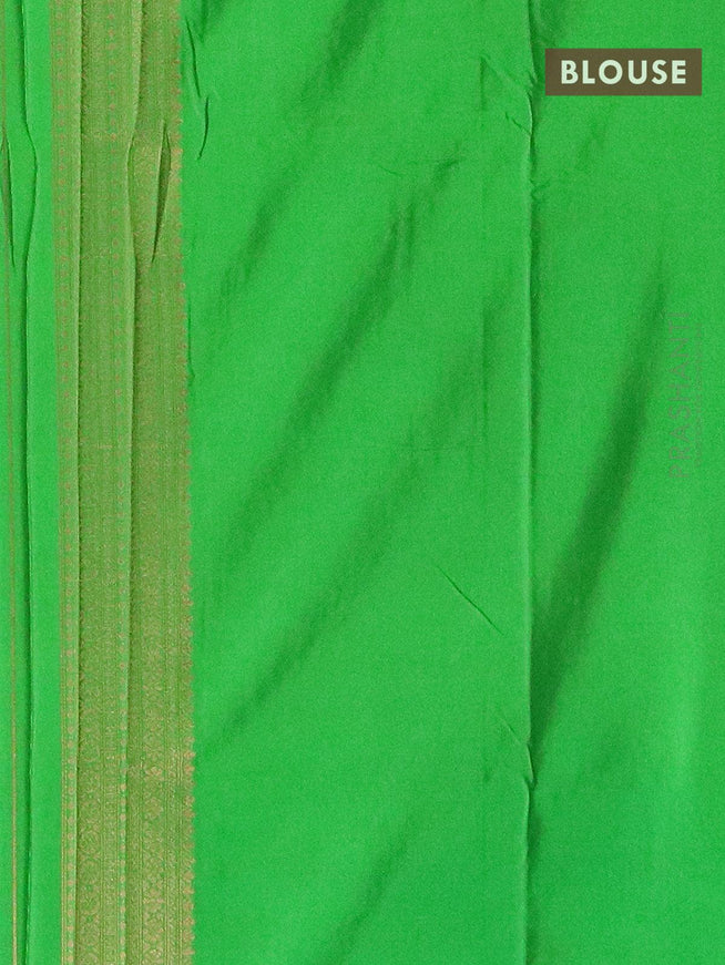 Semi banarasi crepe saree red and green with allover floral zari weaves and zari woven border - {{ collection.title }} by Prashanti Sarees