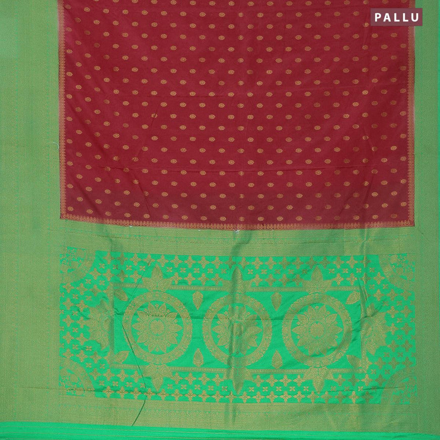 Semi banarasi crepe saree red and green with allover zari woven buttas and zari woven border - {{ collection.title }} by Prashanti Sarees