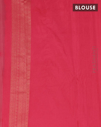 Semi banarasi crepe saree teal green and tomato red with allover copper zari buttas and copper zari woven border - {{ collection.title }} by Prashanti Sarees