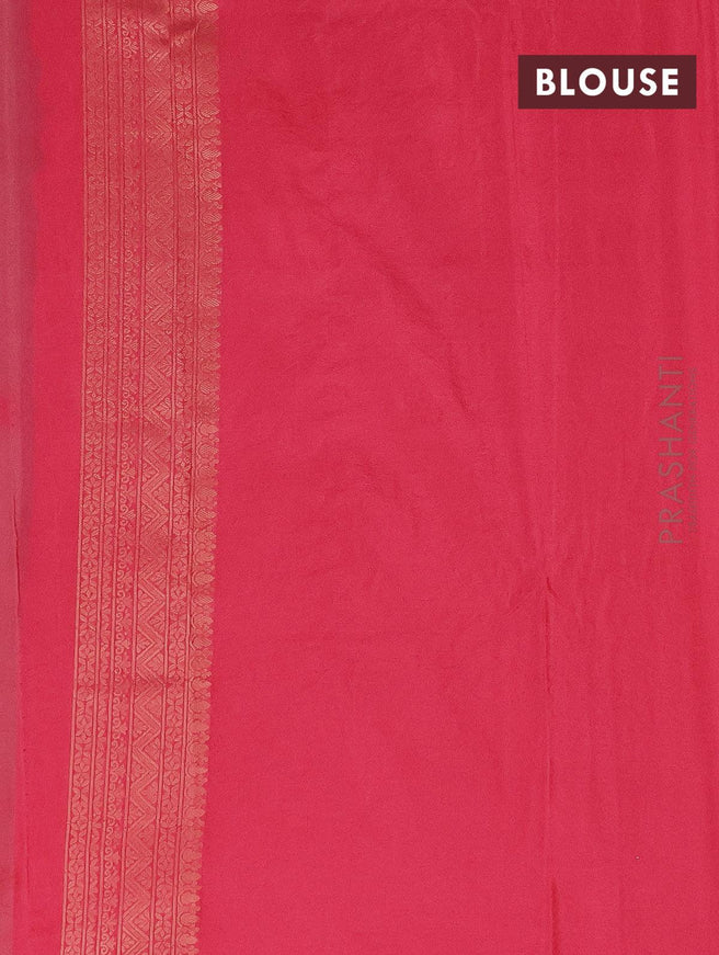 Semi banarasi crepe saree teal green and tomato red with allover copper zari buttas and copper zari woven border - {{ collection.title }} by Prashanti Sarees
