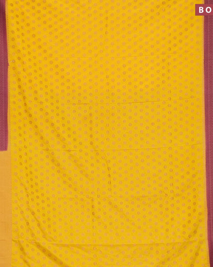 Semi banarasi crepe saree yellow and wine shade with allover copper zari butta weaves and copper zari woven border - {{ collection.title }} by Prashanti Sarees
