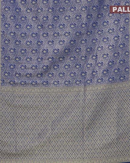 Semi banarasi uppada saree blue with allover thread & zari woven brocade weaves and zari woven border - {{ collection.title }} by Prashanti Sarees