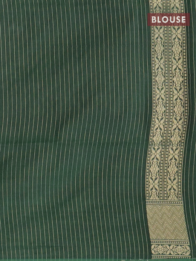 Semi banarasi uppada saree bottle green with allover silver & gold zari stripe weaves and zari woven border - {{ collection.title }} by Prashanti Sarees