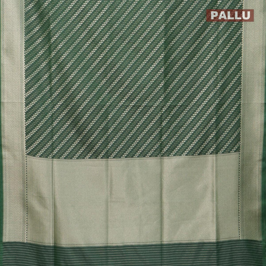 Semi banarasi uppada saree bottle green with allover thread & zari stripe weaves and zari woven border - {{ collection.title }} by Prashanti Sarees