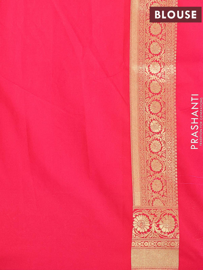Semi banarasi uppada saree dark pink with allover zari woven buttas weaves and floral zari woven border - {{ collection.title }} by Prashanti Sarees