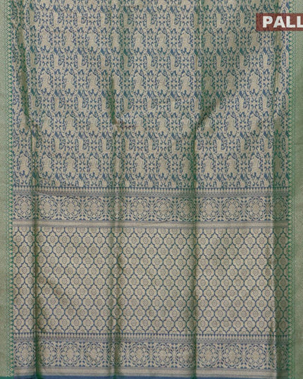 Semi banarasi uppada saree dual shade of bluish green and purple with allover zari woven vanasingaram brocade weaves and zari woven border - {{ collection.title }} by Prashanti Sarees