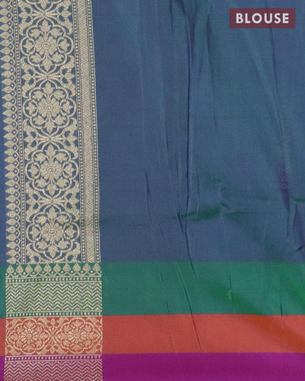 Semi banarasi uppada saree dual shade of bluish green and purple with allover zari woven vanasingaram brocade weaves and zari woven border - {{ collection.title }} by Prashanti Sarees