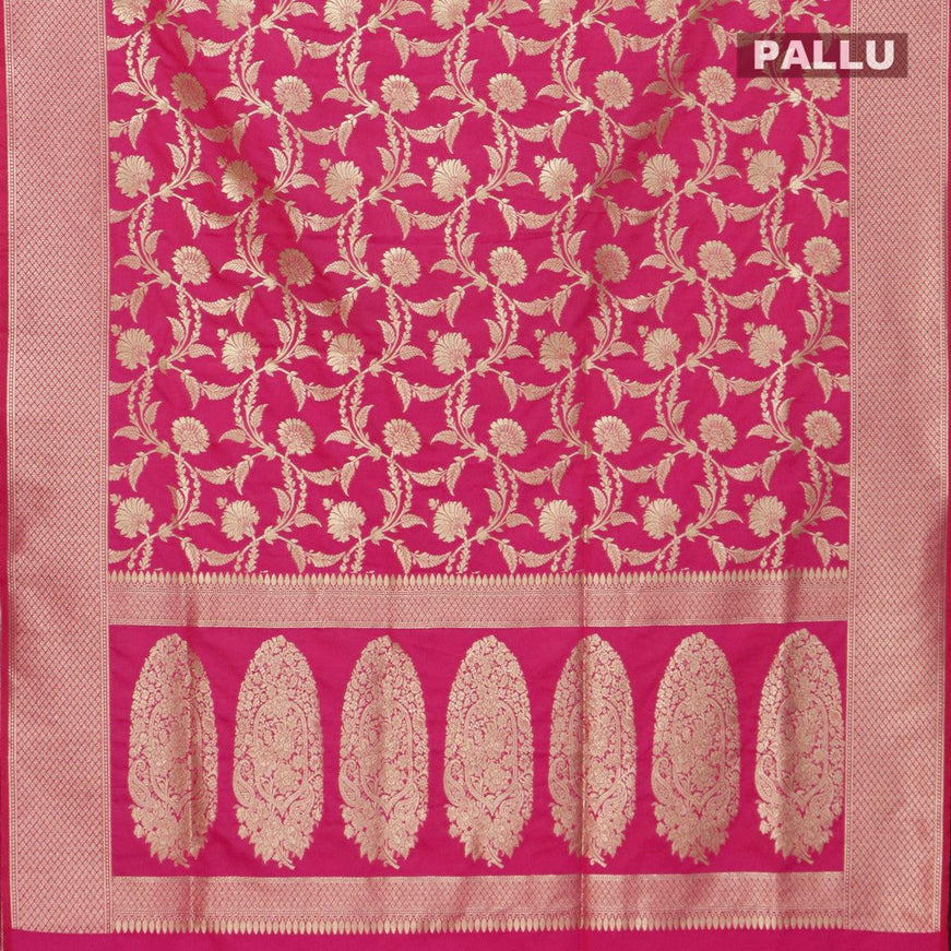 Semi banarasi uppada saree dual shade of pink with allover floral zari brocade weaves and zari woven border - {{ collection.title }} by Prashanti Sarees