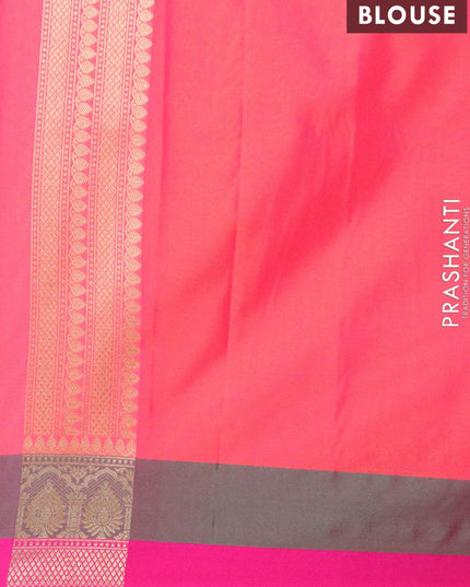 Semi banarasi uppada saree dual shade of pinkish orange and pink with allover thread & zari brocade weaves and zari woven border - {{ collection.title }} by Prashanti Sarees