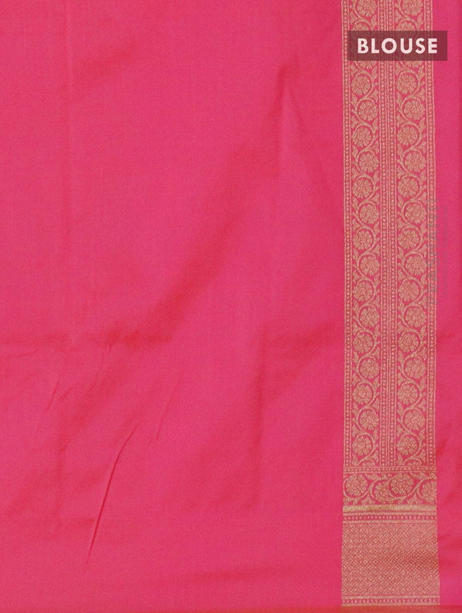 Semi banarasi uppada saree dual shade of pinkish orange with allover floral zari woven butta weaves and floral zari woven border - {{ collection.title }} by Prashanti Sarees