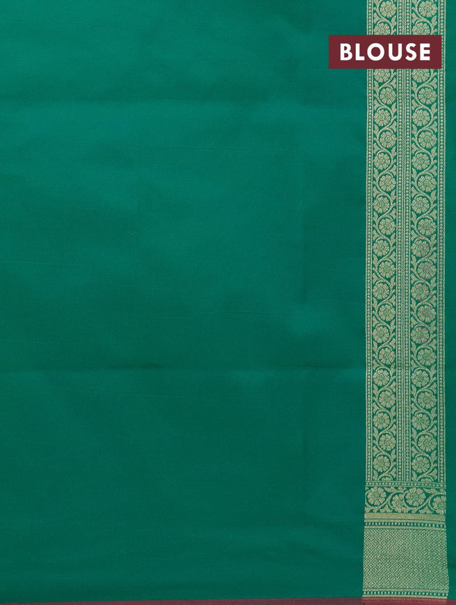 Semi banarasi uppada saree dual shade of teal green with allover zari woven floral buttas and zari woven border - {{ collection.title }} by Prashanti Sarees