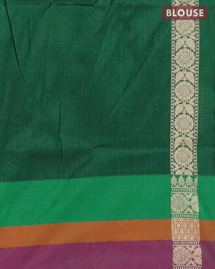Semi banarasi uppada saree green and magenta pink with allover floral zari woven brocade weaves and zari woven floral border - {{ collection.title }} by Prashanti Sarees