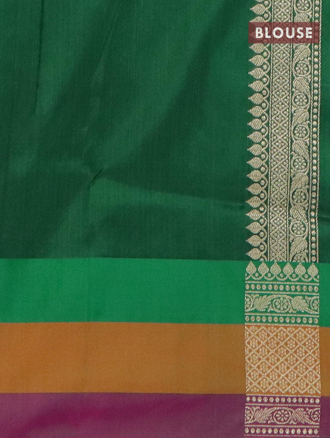 Semi banarasi uppada saree green and purple with allover floral zari woven brocade weaves and zari woven border - {{ collection.title }} by Prashanti Sarees
