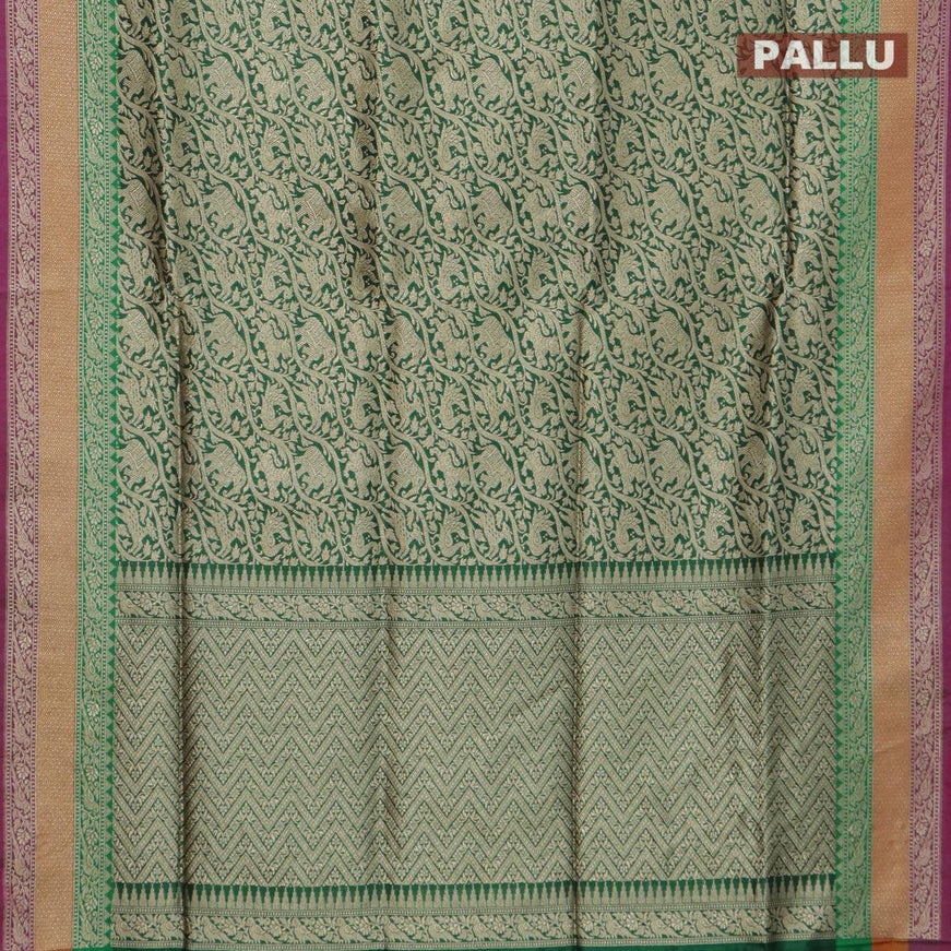 Semi banarasi uppada saree green and purple with allover zari woven vanasingaram brocade weaves and zari woven border - {{ collection.title }} by Prashanti Sarees