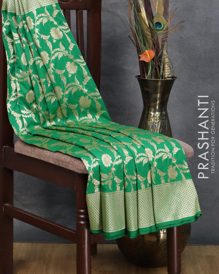 Semi banarasi uppada saree green with allover floral zari brocade weaves and zari woven border - {{ collection.title }} by Prashanti Sarees
