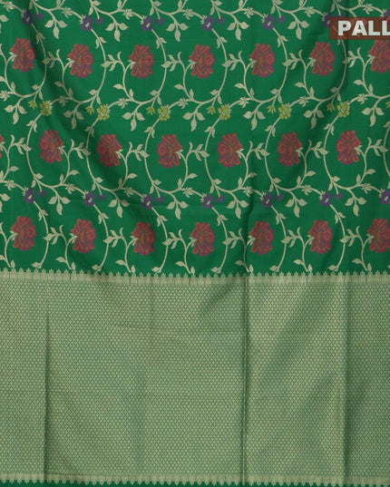 Semi banarasi uppada saree green with allover thread & zari woven floral weaves and zari woven border - {{ collection.title }} by Prashanti Sarees