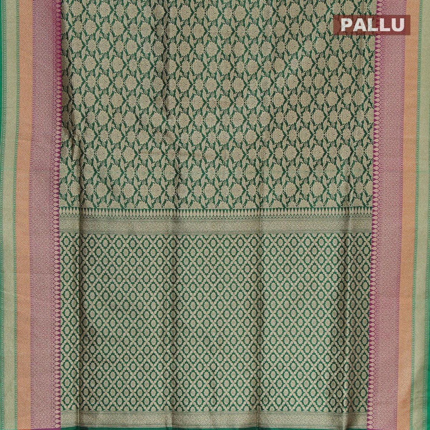 Semi banarasi uppada saree green with allover zari woven brocade weaves and woven border - {{ collection.title }} by Prashanti Sarees