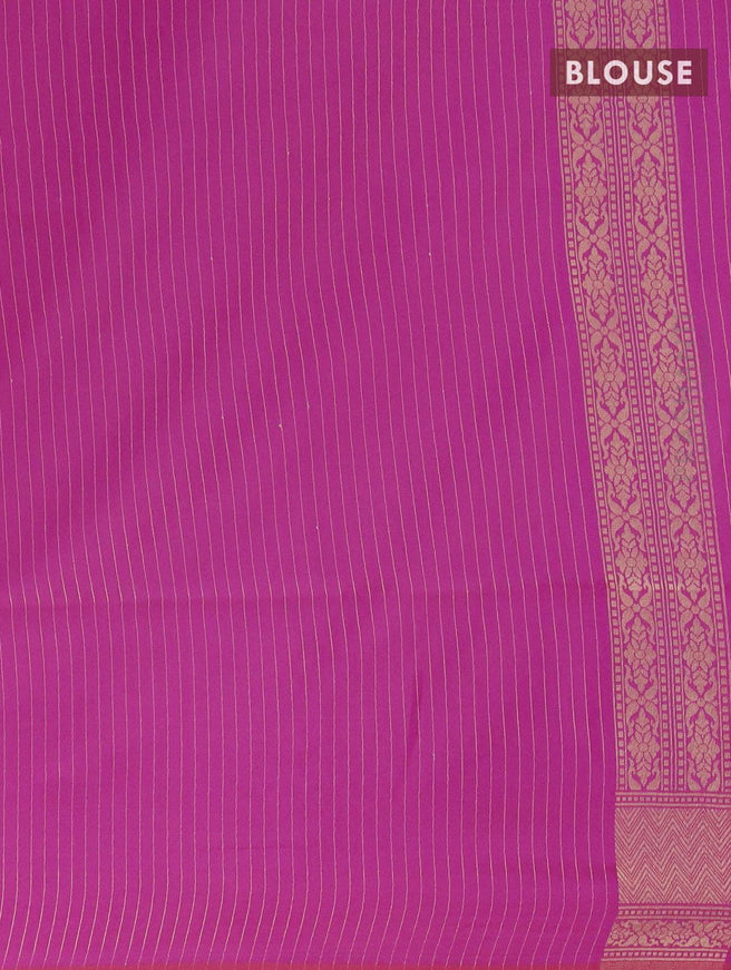 Semi banarasi uppada saree magenta pink with allover zari woven brocade weaves and zari woven border - {{ collection.title }} by Prashanti Sarees