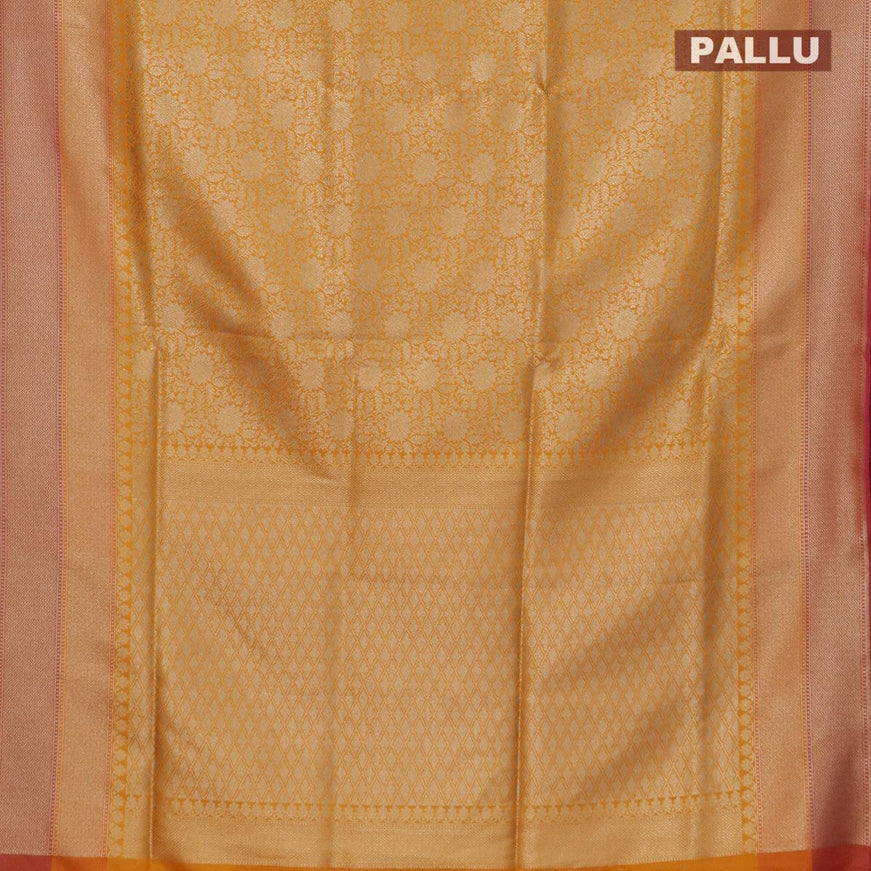 Semi banarasi uppada saree mango yellow and pink with allover floral zari woven brocade weaves and zari woven border - {{ collection.title }} by Prashanti Sarees