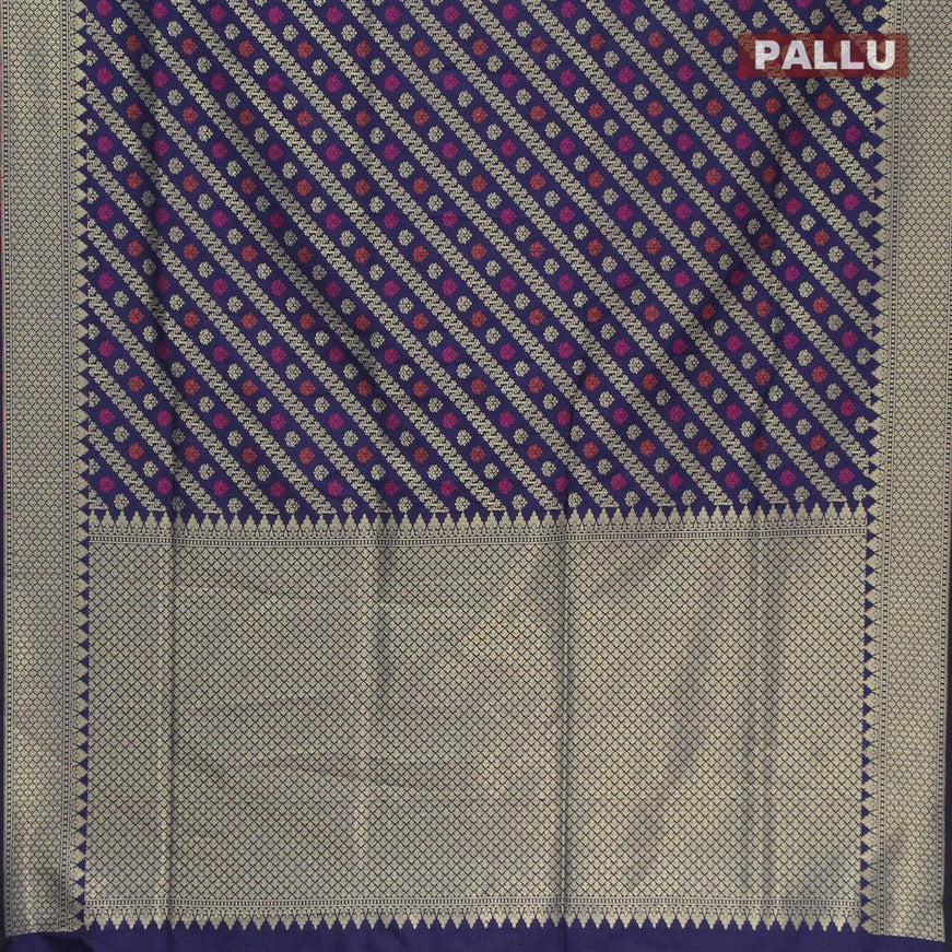 Semi banarasi uppada saree navy blue with allover thread & zari brocade weaves and woven border - {{ collection.title }} by Prashanti Sarees