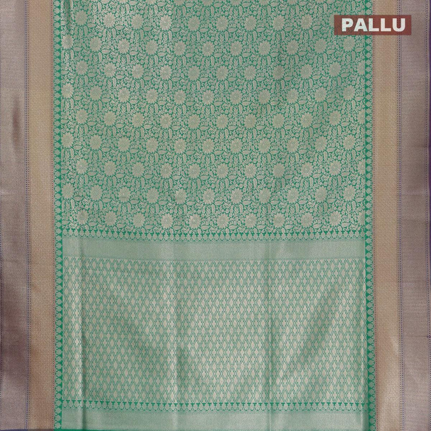 Semi banarasi uppada saree teal green and dark pink with allover floral zari woven brocade weaves and zari woven border - {{ collection.title }} by Prashanti Sarees