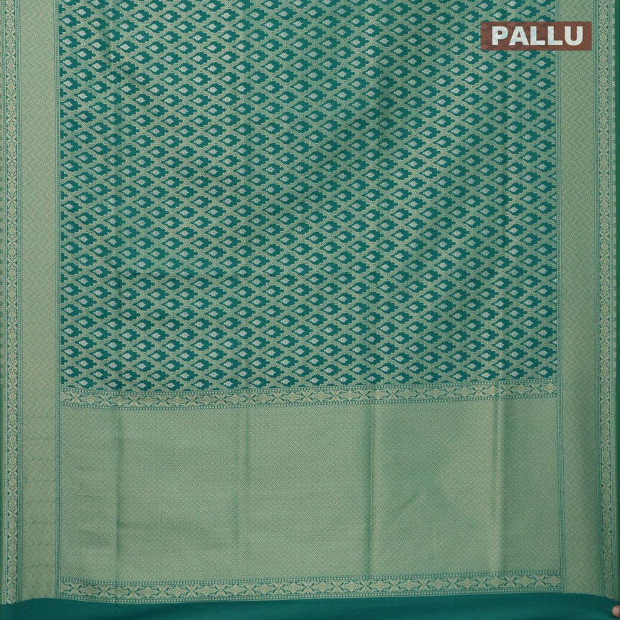 Semi banarasi uppada saree teal green with allover zari woven brocade weaves and zari woven border - {{ collection.title }} by Prashanti Sarees
