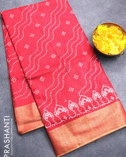 Semi bhagalpuri saree maroon with allover bandhani prints and zari woven border - {{ collection.title }} by Prashanti Sarees