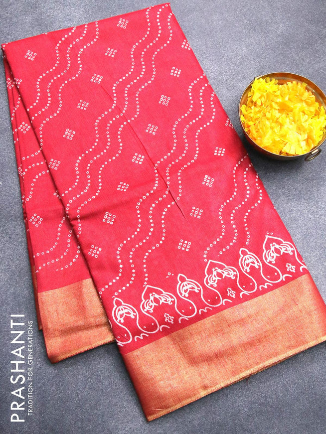 Semi bhagalpuri saree maroon with allover bandhani prints and zari woven border - {{ collection.title }} by Prashanti Sarees